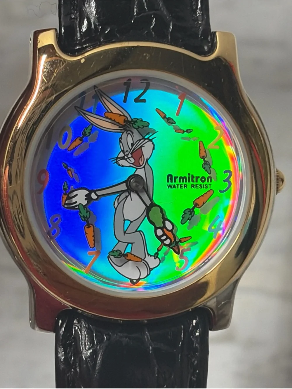 Vintage 1997 Armitron Bugs Bunny Clear Lucite Watch Collectible Looney Tunes